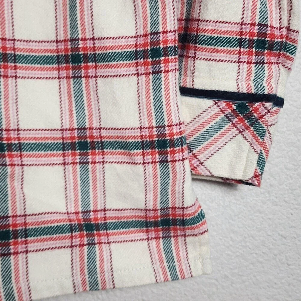 Marine Layer Pajama Top Womens Small White Plaid Flannel Button Up Holiday PJ